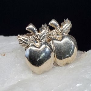 Sterling Silver 925 Earrings Apple Lightweight Silver Studs Petitte Minimalist